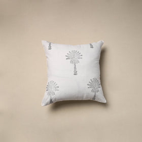 Cotton sanganeri cushion cover (16 x 16 in) 64 - handcrafted