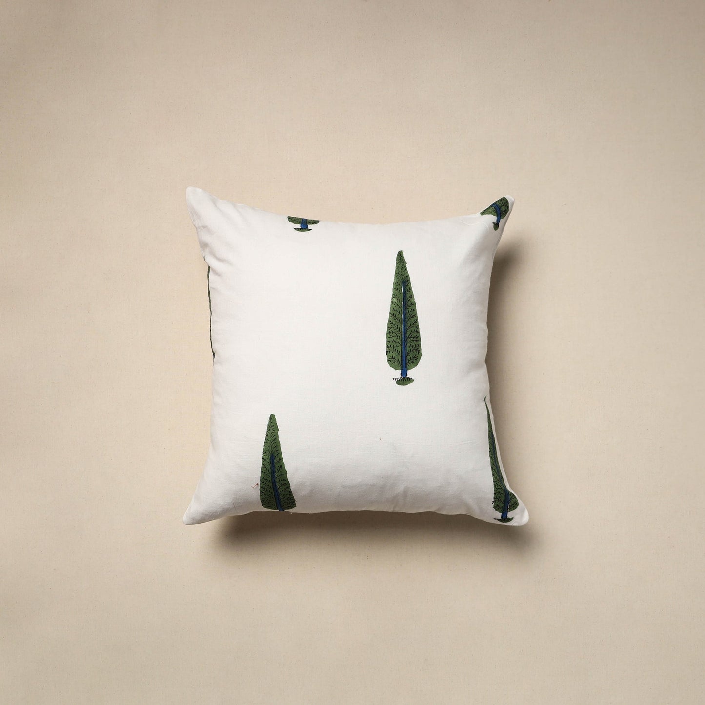 Cotton sanganeri cushion cover (16 x 16 in) 75 - handcrafted