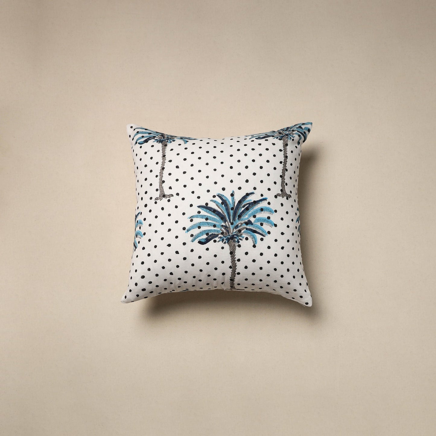 Cotton sanganeri cushion cover (16 x 16 in) 85 - handcrafted