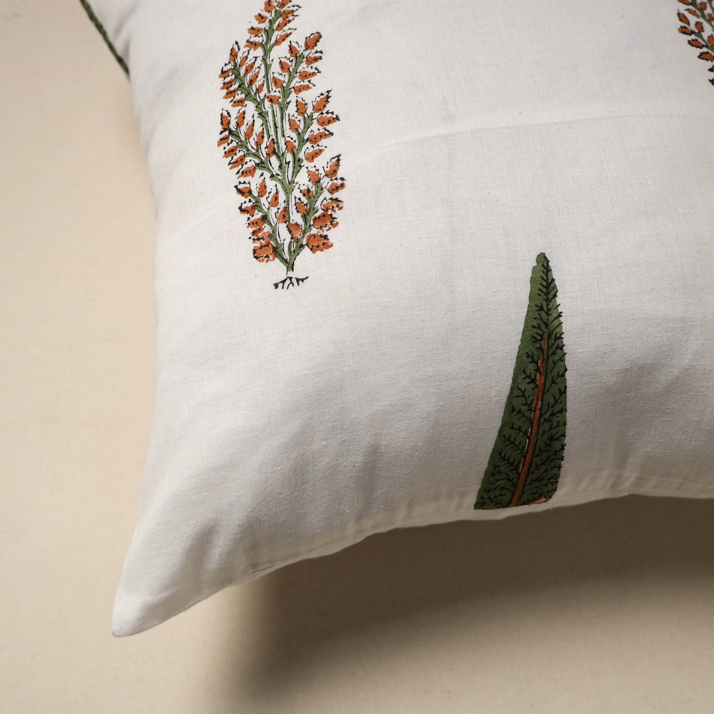 Cotton sanganeri cushion cover (16 x 16 in) 92 - handcrafted