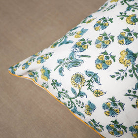 White - cotton sanganeri cushion cover (16 x 16 in)