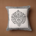 Buy White Block Print Cotton Sanganeri Cushion Cover
