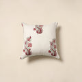 White - cotton sanganeri cushion cover 28 - handcrafted