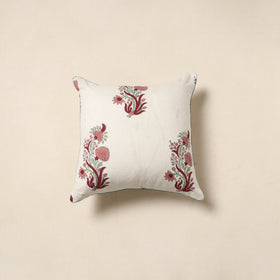White - cotton sanganeri cushion cover 28 - handcrafted