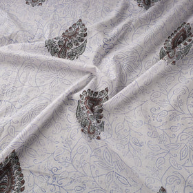 White Block Print Cotton Sanganeri Fabric