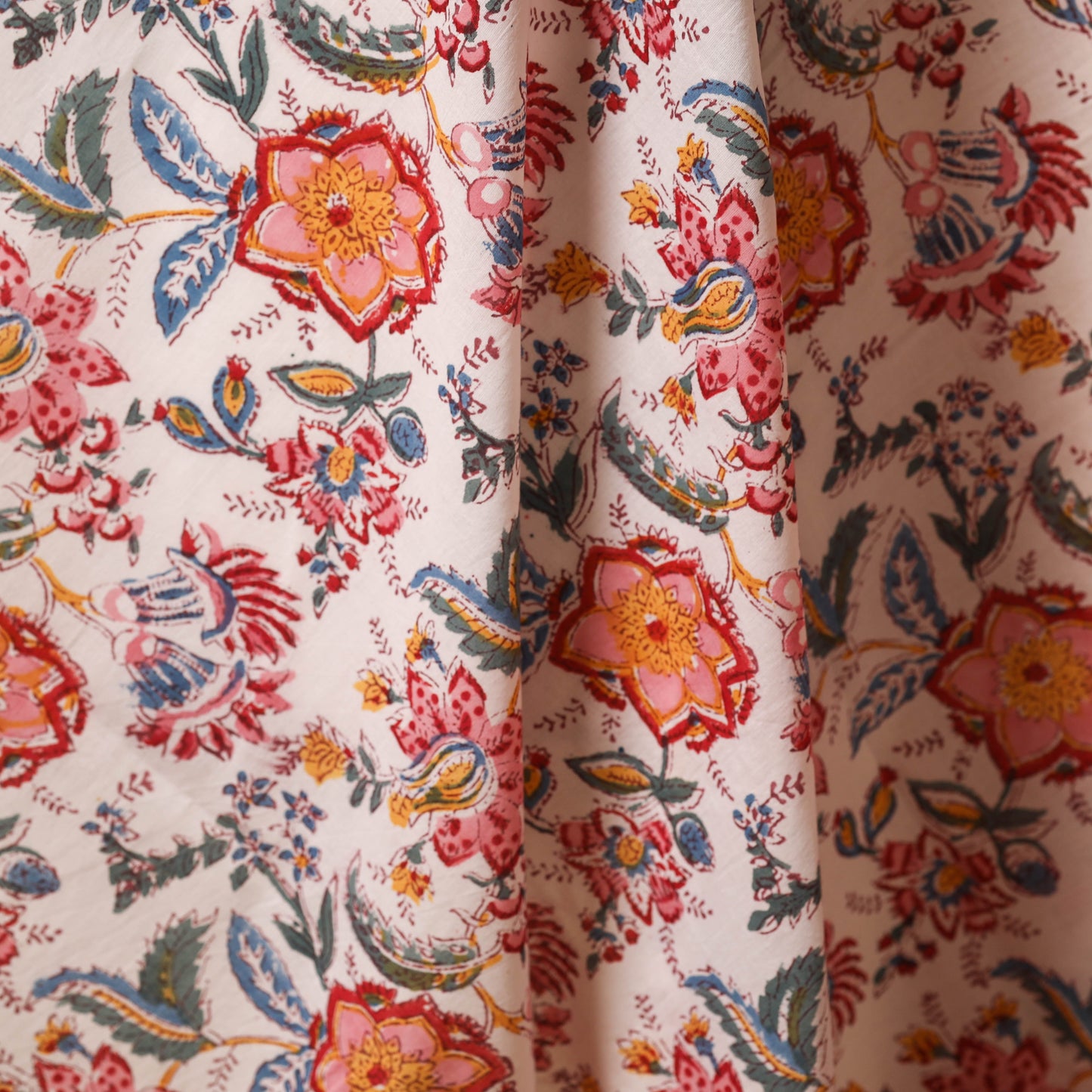 White - cotton sanganeri fabric 06 - handcrafted