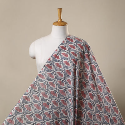 White Block Print Cotton Sanganeri Fabric