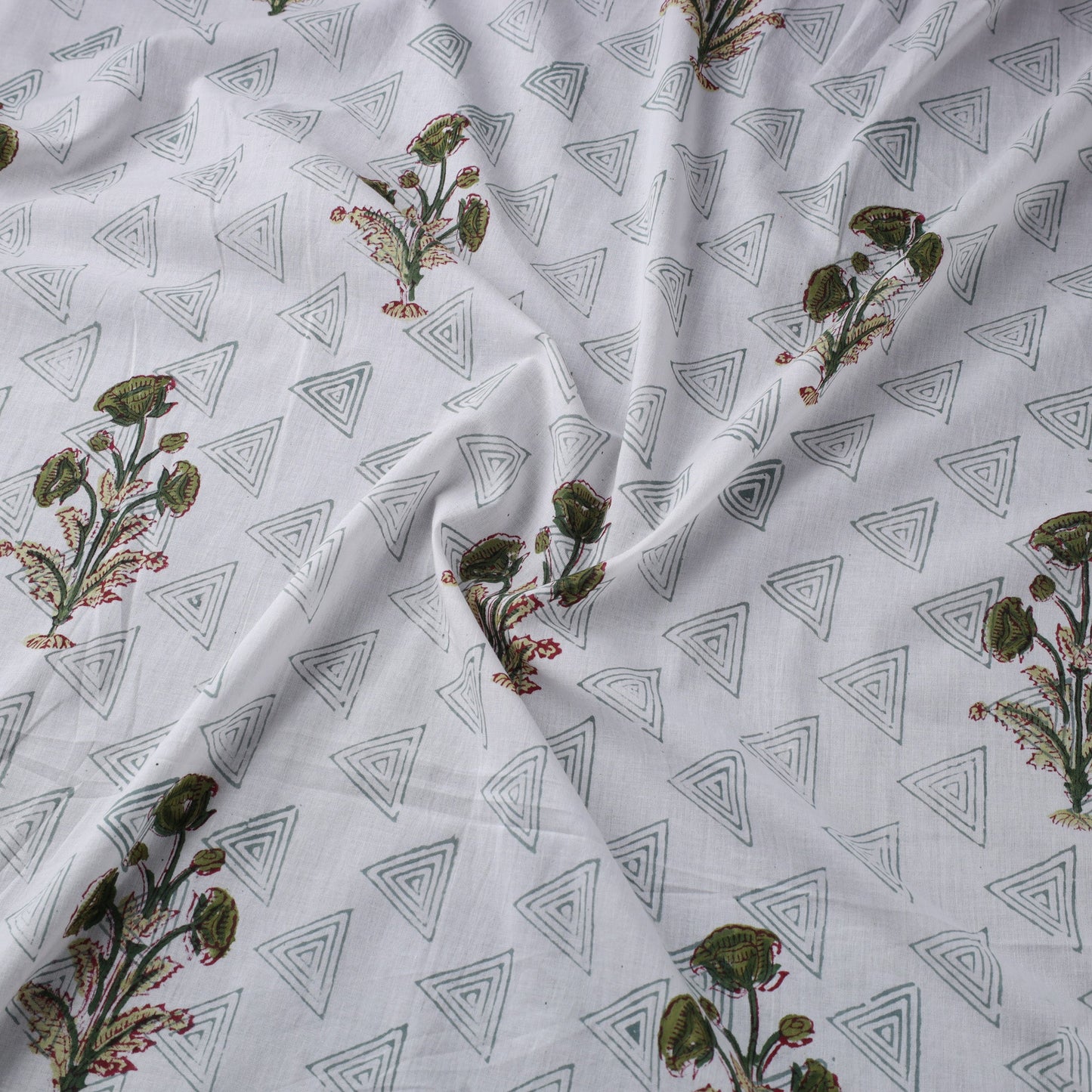 White - cotton sanganeri fabric 11 - handcrafted