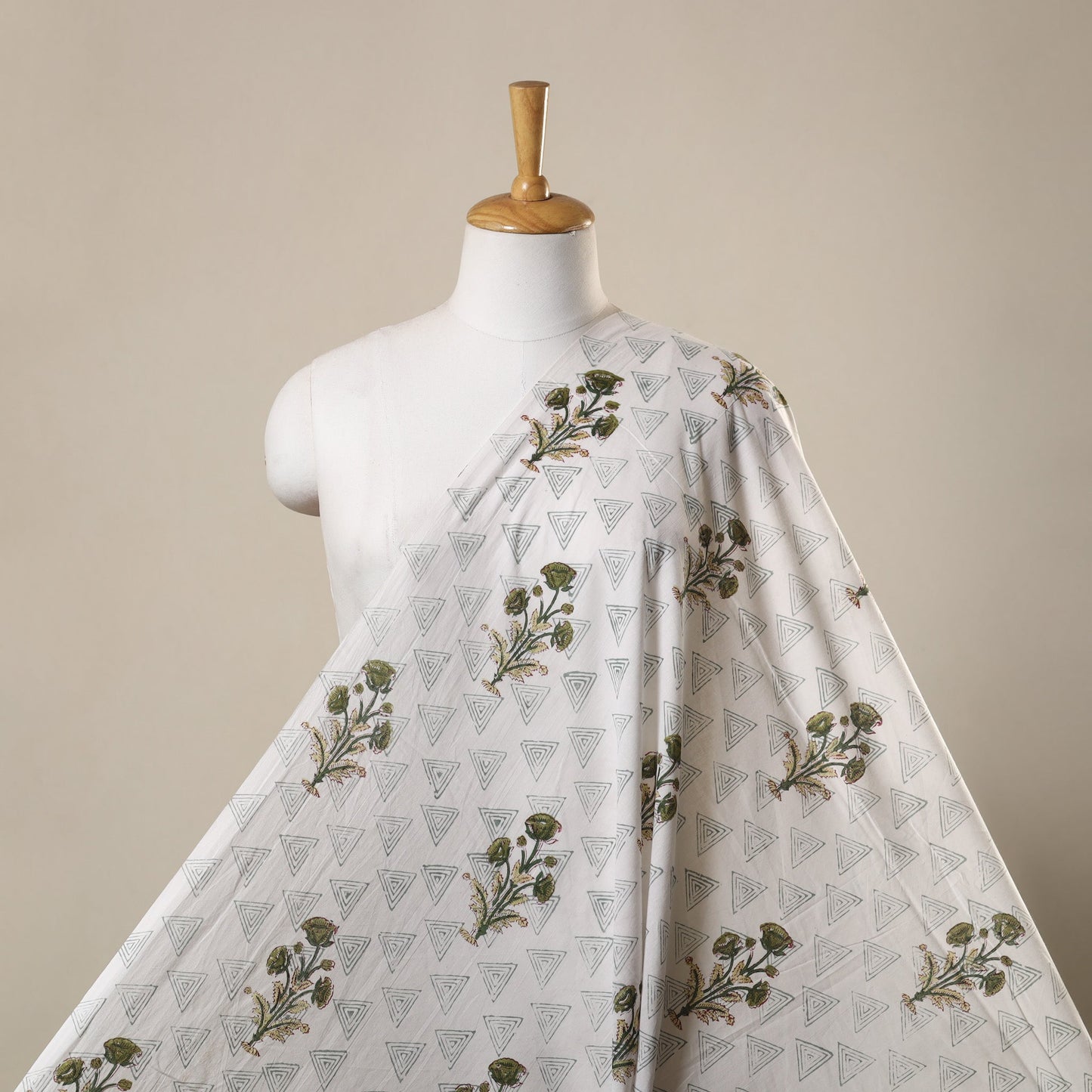 White - cotton sanganeri fabric 11 - handcrafted