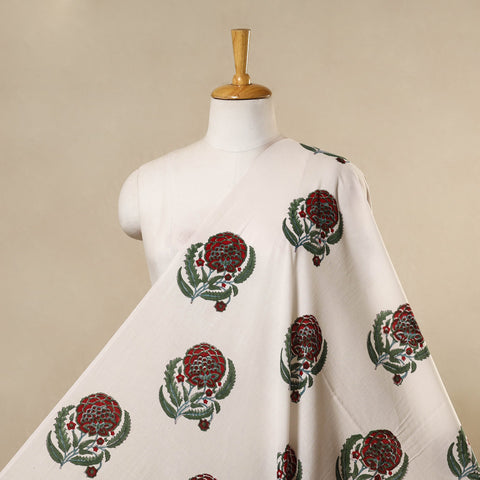 White - cotton sanganeri fabric 14 - handcrafted