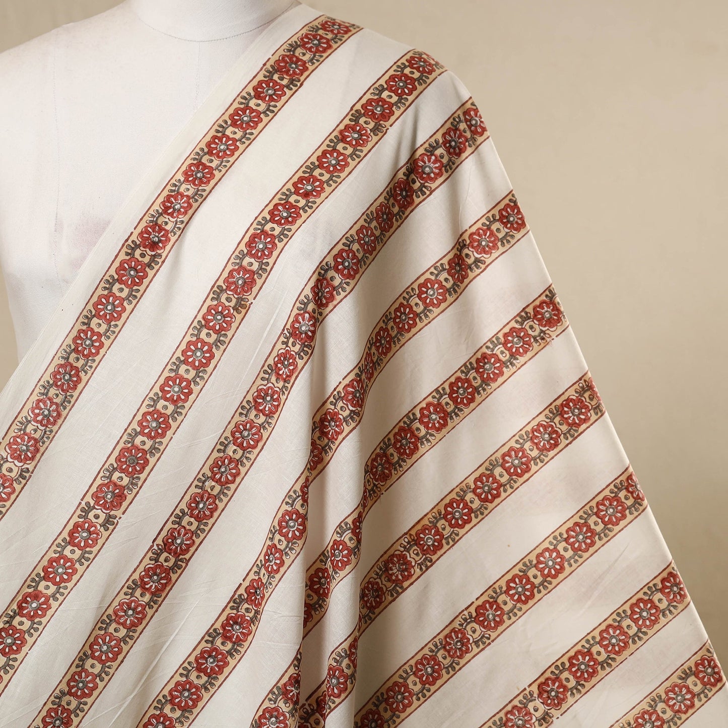 White - cotton sanganeri fabric 15 - handcrafted