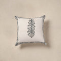 White - cotton sanganeri floral cushion cover (16 x 16 in)