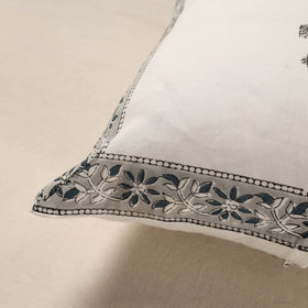 White - cotton sanganeri floral cushion cover (16 x 16 in)