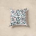White - cotton sanganeri floral cushion cover (16 x 16 in)