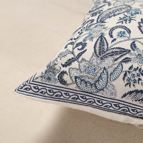 White - cotton sanganeri floral cushion cover (16 x 16 in)