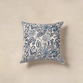 White - cotton sanganeri floral cushion cover (16 x 16 in)