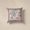 White - cotton sanganeri floral cushion cover (16 x 16 in)
