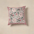 White - cotton sanganeri floral cushion cover (16 x 16 in)