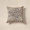 White - cotton sanganeri floral cushion cover (16 x 16 in)