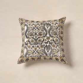 White - cotton sanganeri floral cushion cover (16 x 16 in)