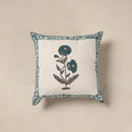 White - cotton sanganeri floral cushion cover (16 x 16 in)