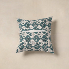 White - cotton sanganeri floral cushion cover (16 x 16 in)