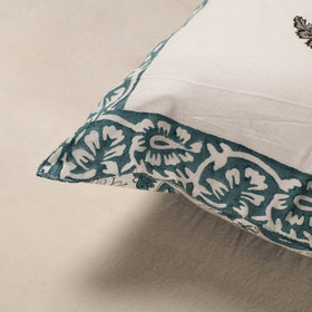 White - cotton sanganeri floral cushion cover (16 x 16 in)