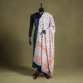 White - cotton sanganeri floral dupatta 09 - handcrafted