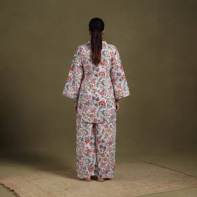 White - cotton sanganeri co-ord set 07 - handcrafted