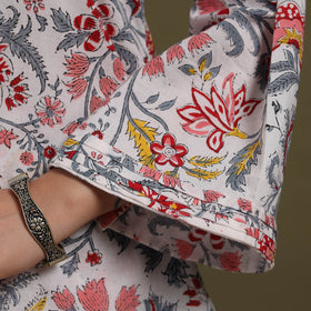 White - cotton sanganeri co-ord set 07 - handcrafted