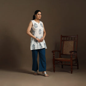 White - cotton short sanganeri kurta 11 - handcrafted