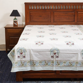 White - cotton single sanganeri bed sheet (90 x 60 in) 35