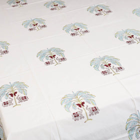 White - cotton single sanganeri bed sheet (90 x 60 in) 35