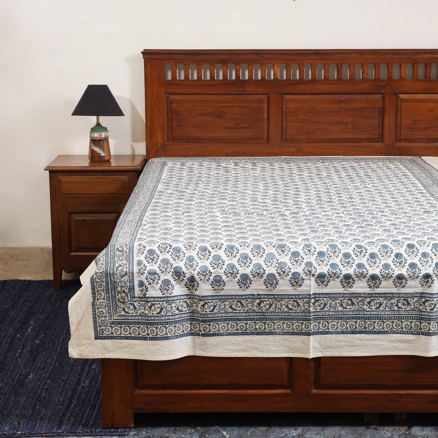 White - cotton single sanganeri bed sheet (90 x 60 in) 41