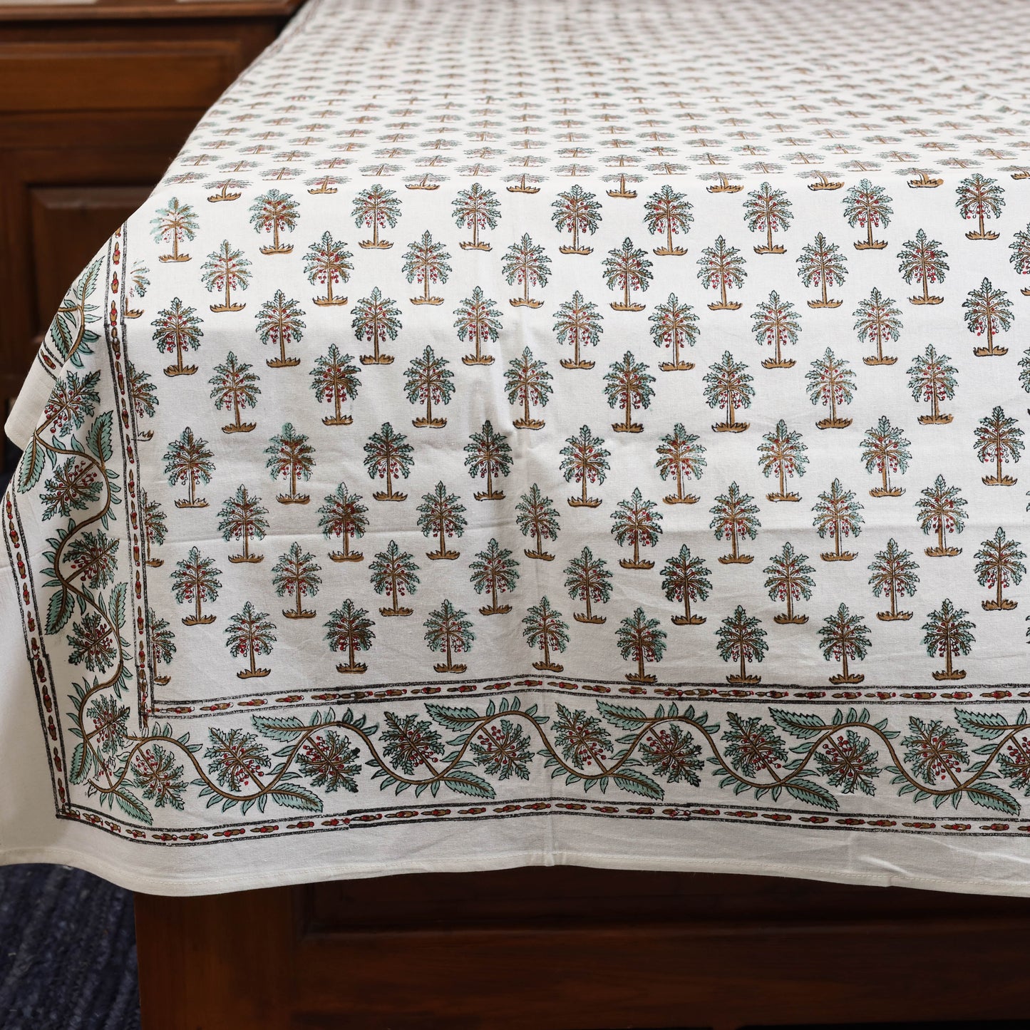 White - cotton single sanganeri bed sheet (90 x 60 in) 44