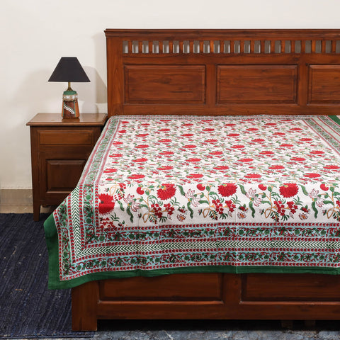 White - cotton single sanganeri bed sheet (90 x 60 in) 45