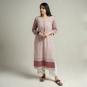 Buy Block Print Cotton Straight Bagh Kurta for Women