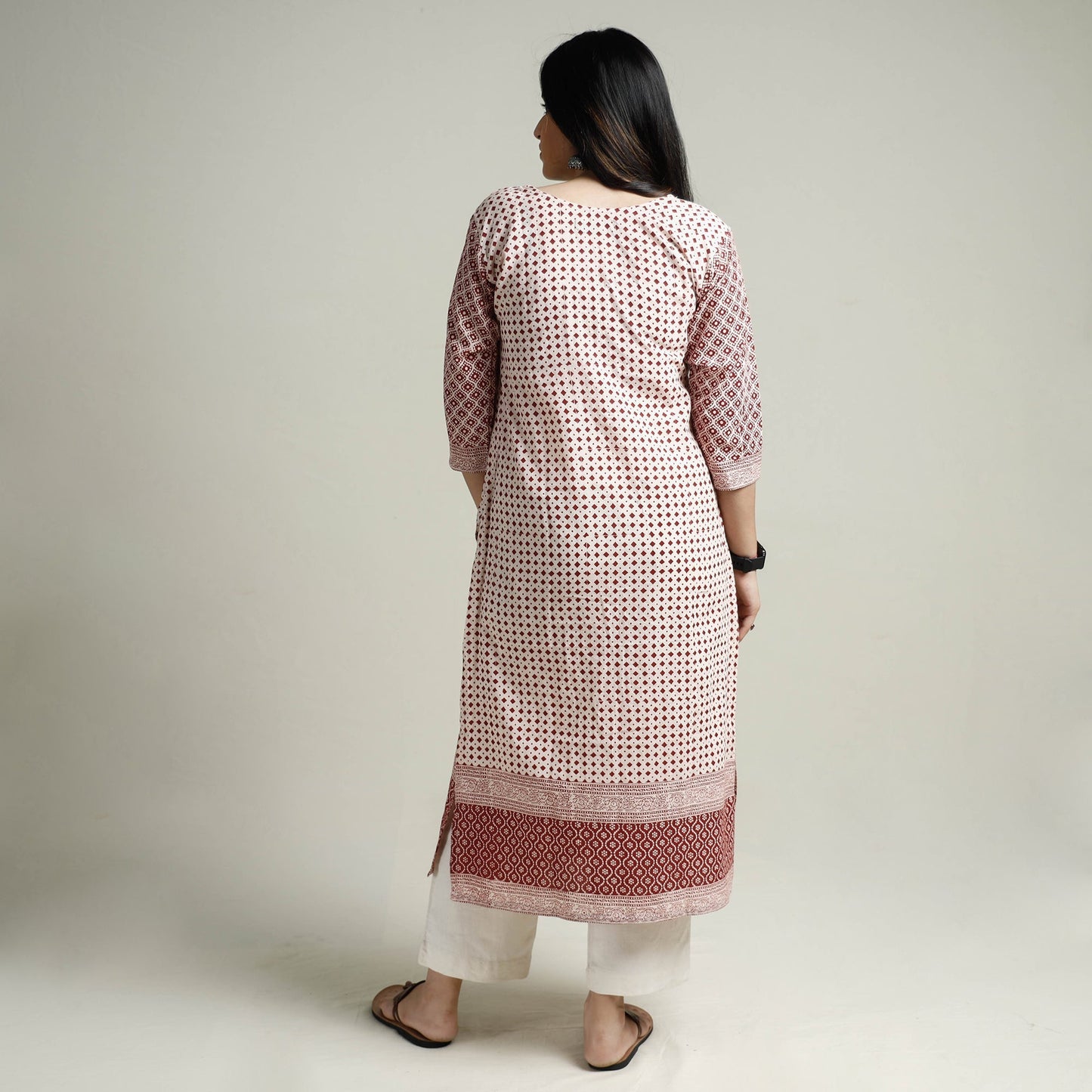 Buy Block Print Cotton Straight Bagh Kurta for Women