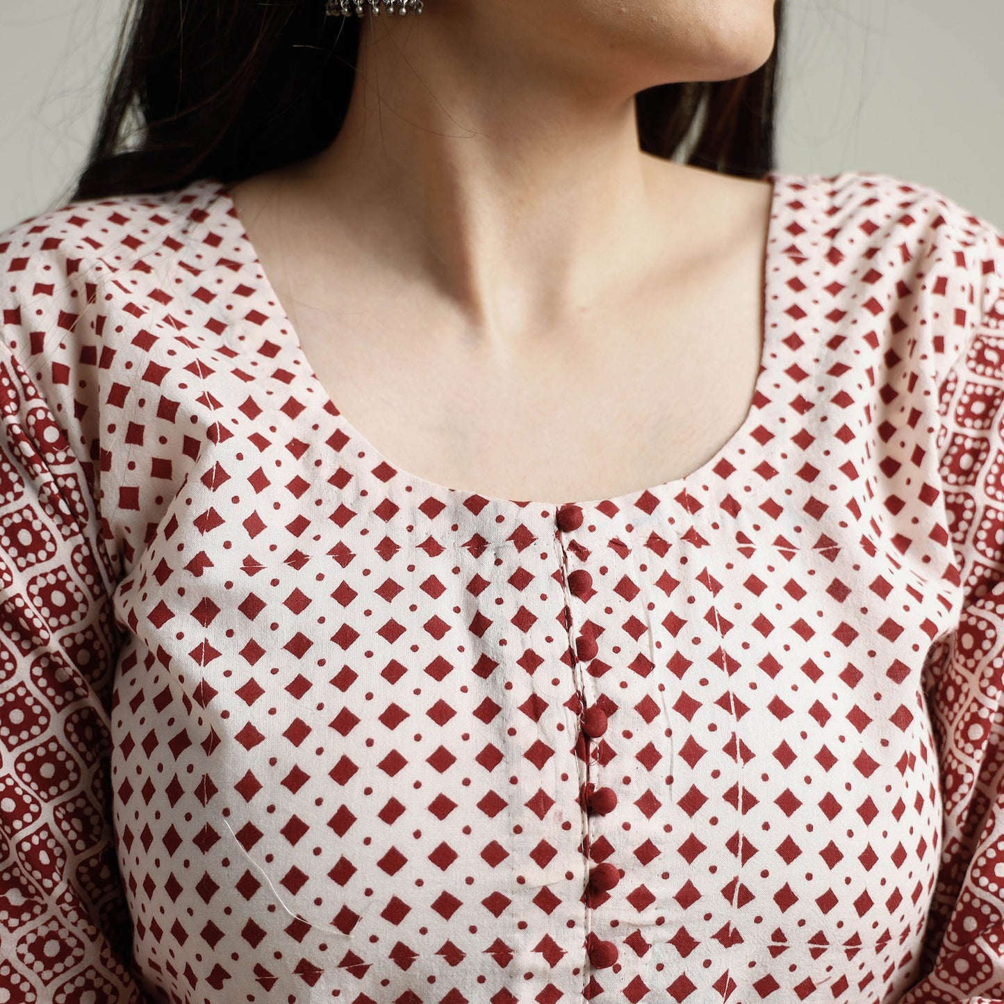 Buy Block Print Cotton Straight Bagh Kurta for Women