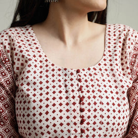 Buy Block Print Cotton Straight Bagh Kurta for Women