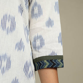 White Cotton Straight Pochampally Ikat Kurta