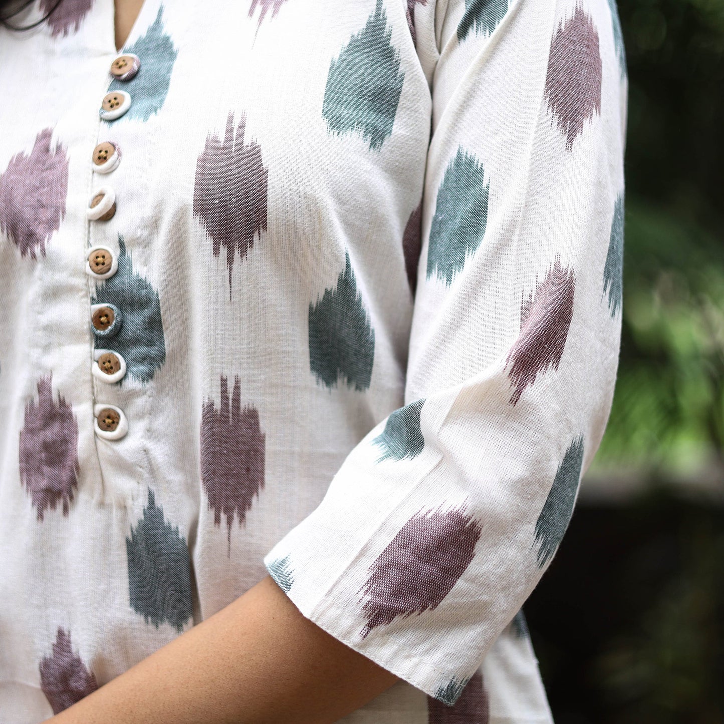 White - cotton straight pochampally ikat kurta 14