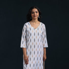 Cotton straight pochampally ikat kurta for women 09
