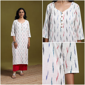 Cotton straight pochampally ikat kurta for women 11