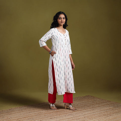 Cotton straight pochampally ikat kurta for women 11