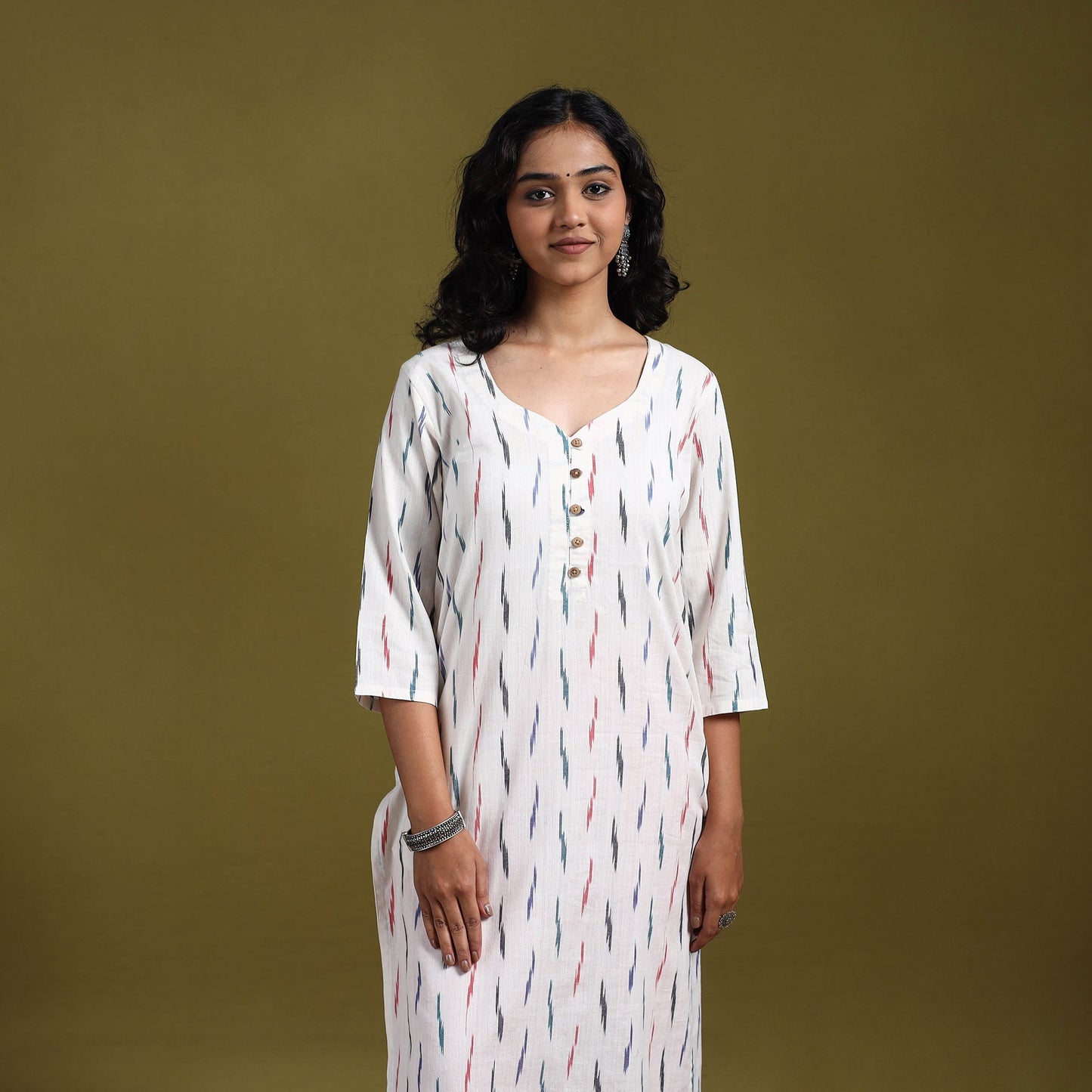 Cotton straight pochampally ikat kurta for women 11