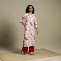 White - cotton straight sanganeri kurta 06 - s - handcrafted