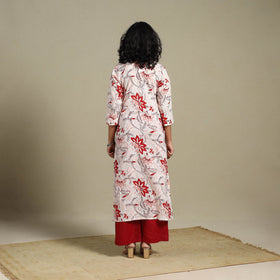 White - cotton straight sanganeri kurta 06 - s - handcrafted