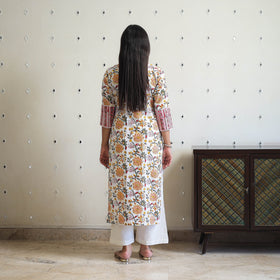  White Sanganeri Print Kurta for Women