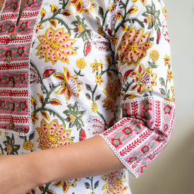  White Sanganeri Print Kurta for Women